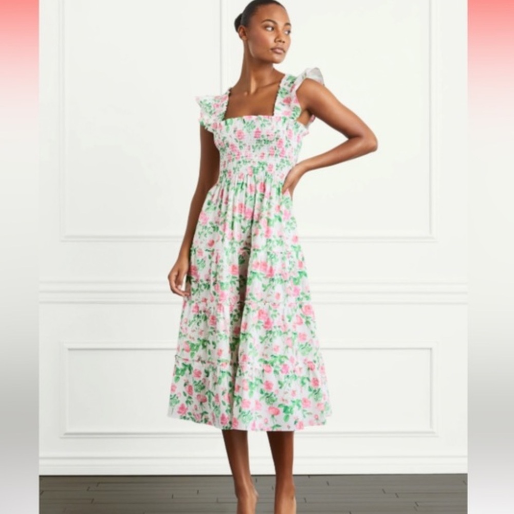 NWOT Hill House Home The Ellie Floral Nap Dress Pink Roses Poplin size large